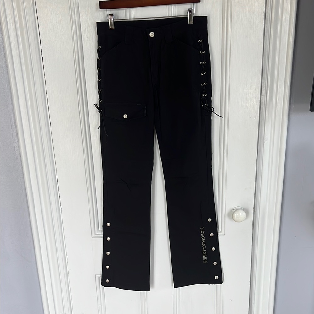 Harley-Davidson Black and Silver Straight Leg Pants
